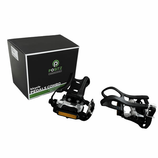 Heavy Duty Bike Pedals Toe Clips Straps