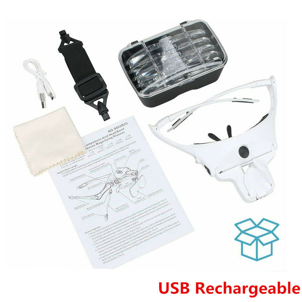 5 Lens Magnifying Glasses with LED Light