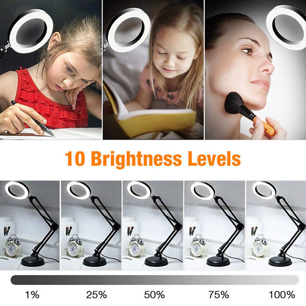 LED Magnifier Glass Desk Lamp 