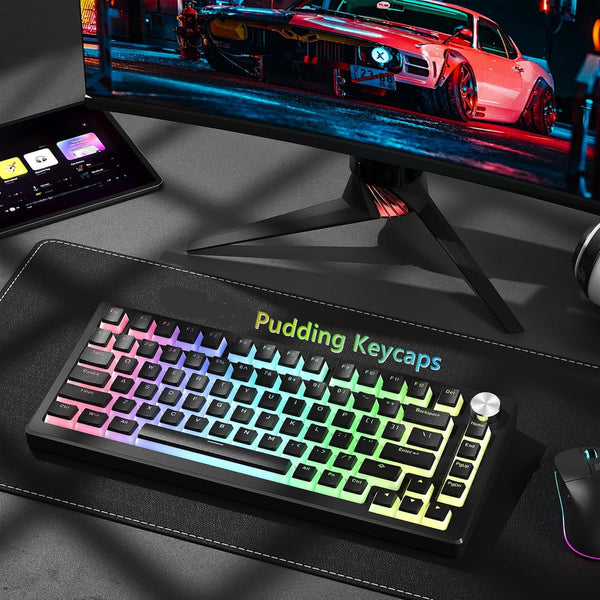 Pudding Keycaps, Black PBT Keycaps 