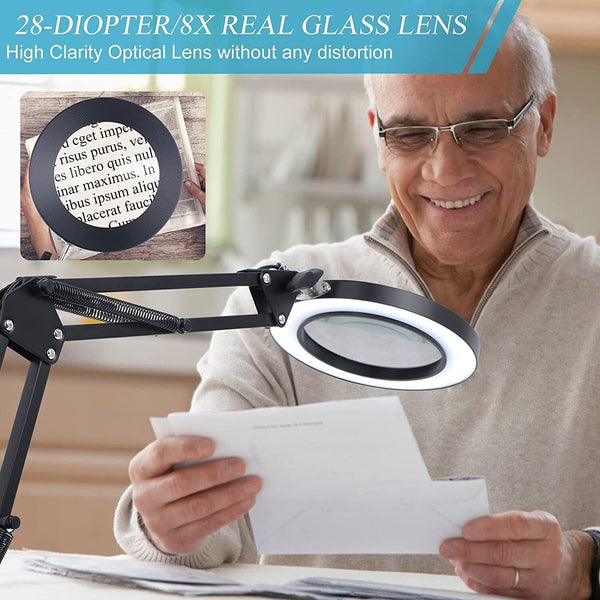 LED Magnifier Glass Desk Lamp 