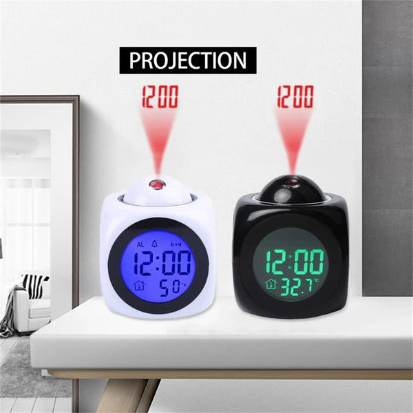 Clock LED Wall/Ceiling Projection LCD Digital Voice 