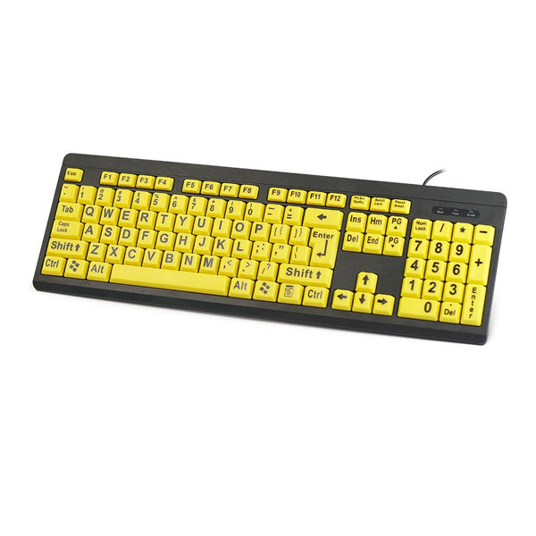 USB Wired Large Print Keyboard High Contrast 