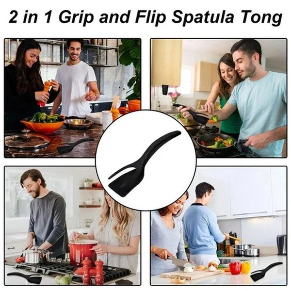 2 in 1 Non Stick Grip Flipper Clamp Turner Tong