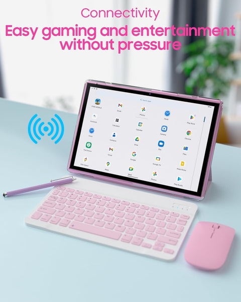 2 in 1 Tablet with Keyboard Case Mouse Stylus