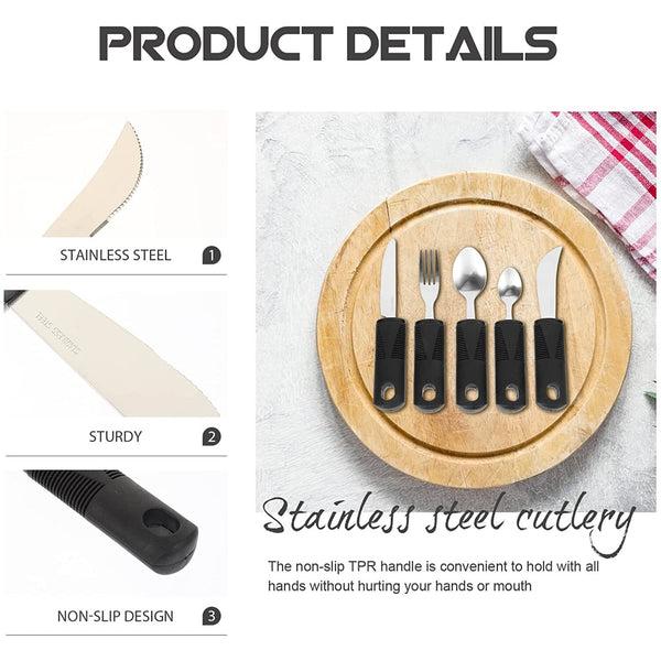 5PCS Cutlery Set Easy Grip 