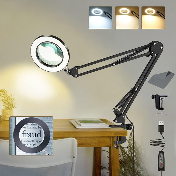LED Magnifier Glass Desk Lamp 