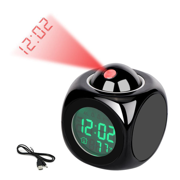 Clock LED Wall/Ceiling Projection LCD Digital Voice 