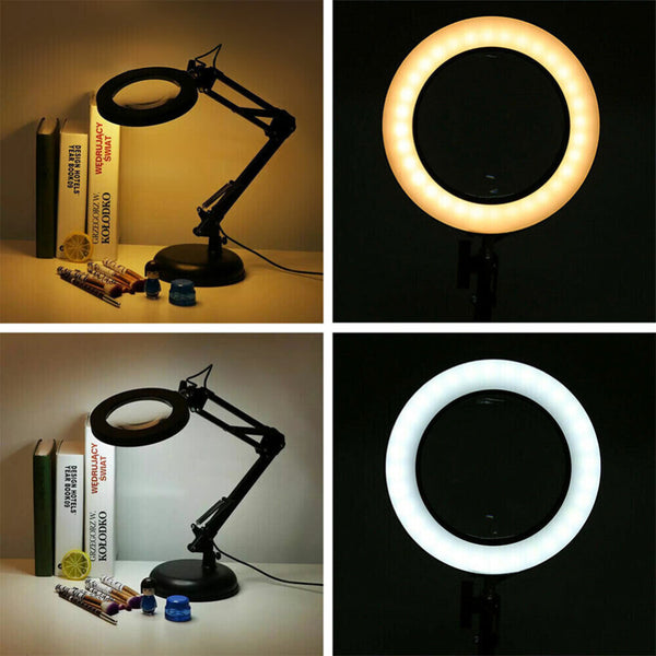 LED Magnifier Glass Desk Lamp 
