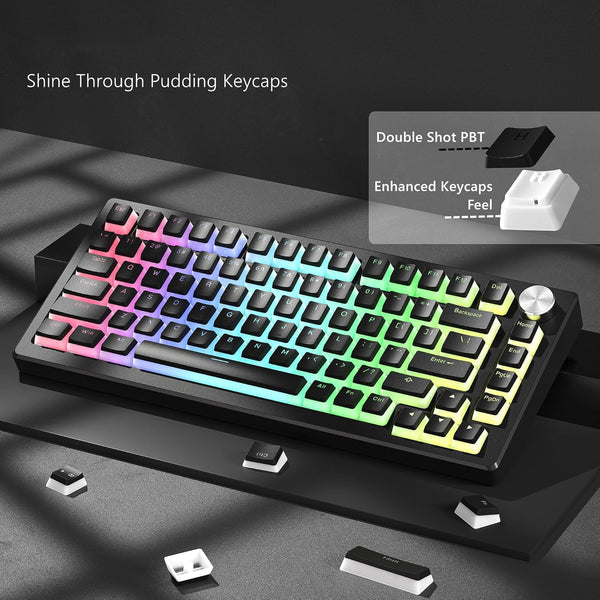 Pudding Keycaps, Black PBT Keycaps 