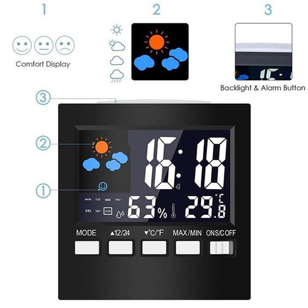 Alarm Clock LED Temperature Time Day/Night 