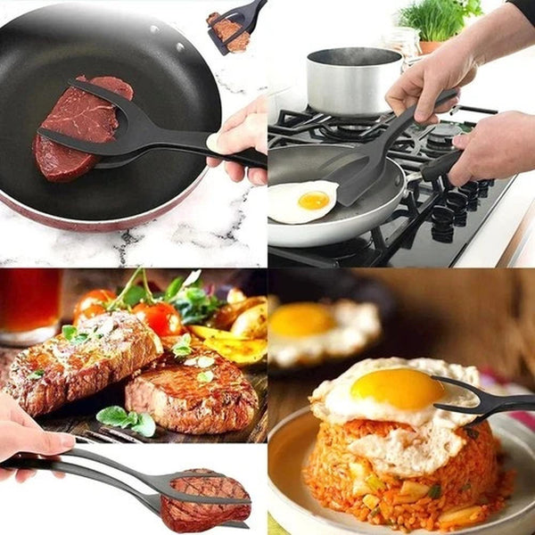 2 in 1 Non Stick Grip Flipper Clamp Turner Tong