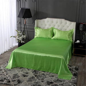 Satin Fitted Sheet and Pillowcases - Various Colours