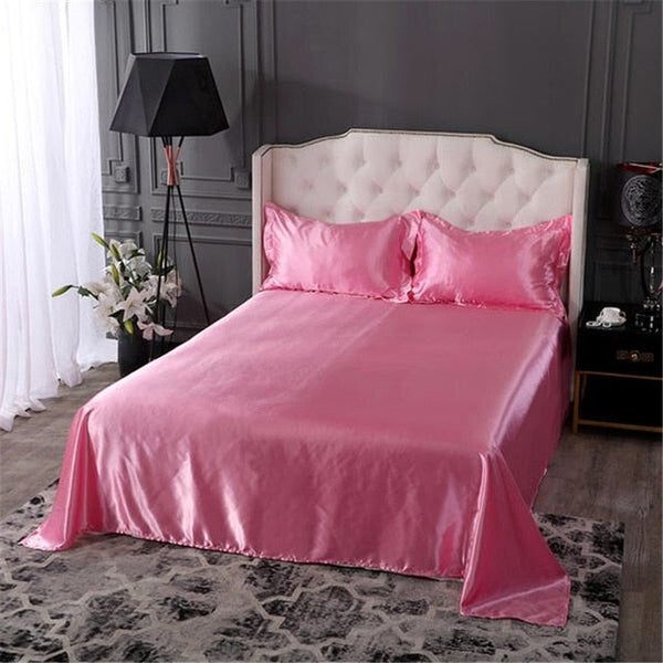 Satin Fitted Sheet and Pillowcases - Various Colours