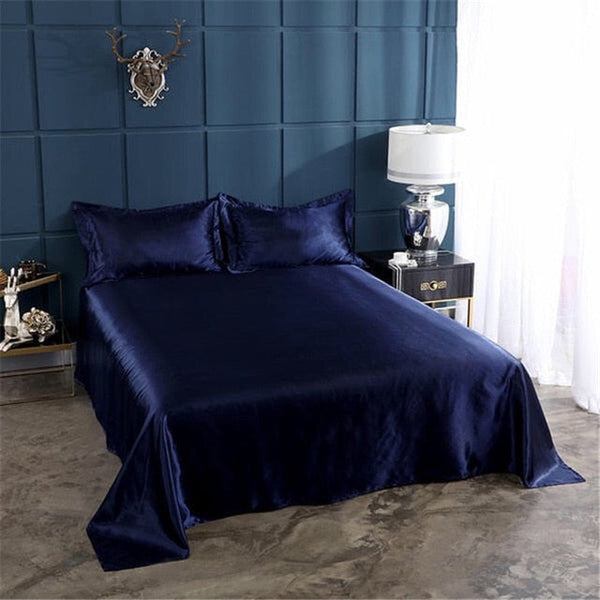 Satin Fitted Sheet and Pillowcases - Various Colours