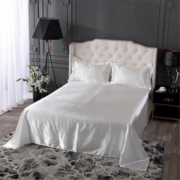 Satin Fitted Sheet and Pillowcases - Various Colours