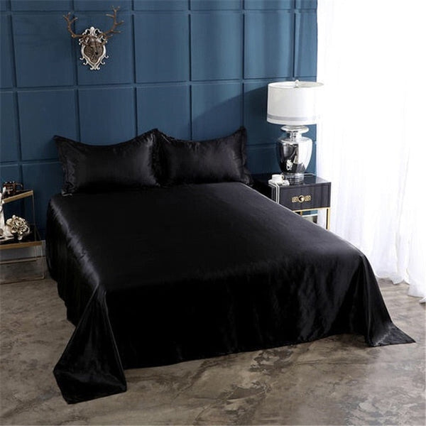 Satin Fitted Sheet and Pillowcases - Various Colours