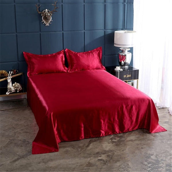Satin Fitted Sheet and Pillowcases - Various Colours