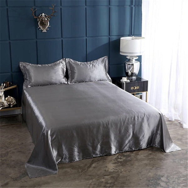 Satin Fitted Sheet and Pillowcases - Various Colours