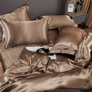 Satin Fitted, Flat Sheet & Pillowcases - Old Gold