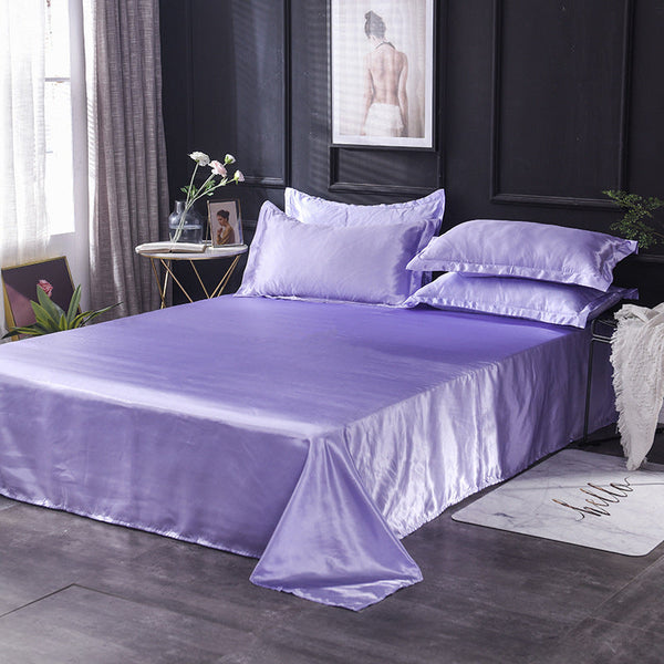 Satin Fitted Sheet and Pillowcases - Various Colours