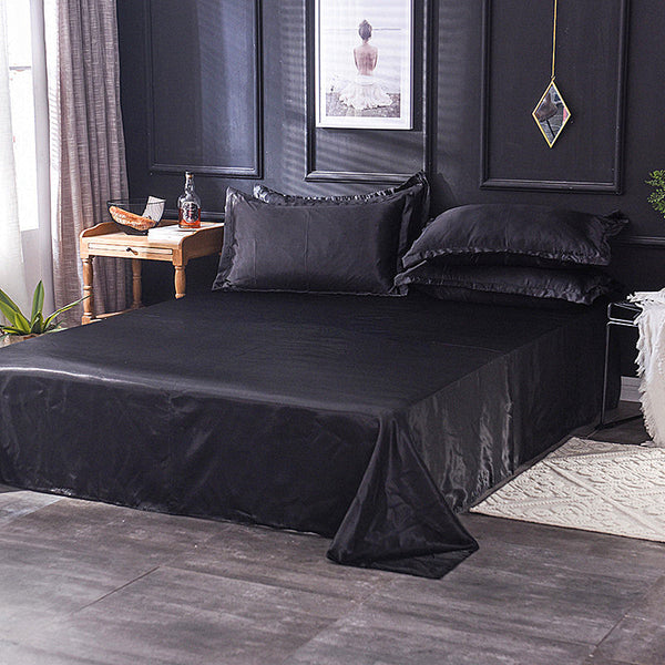 Satin Fitted Sheet and Pillowcases - Various Colours