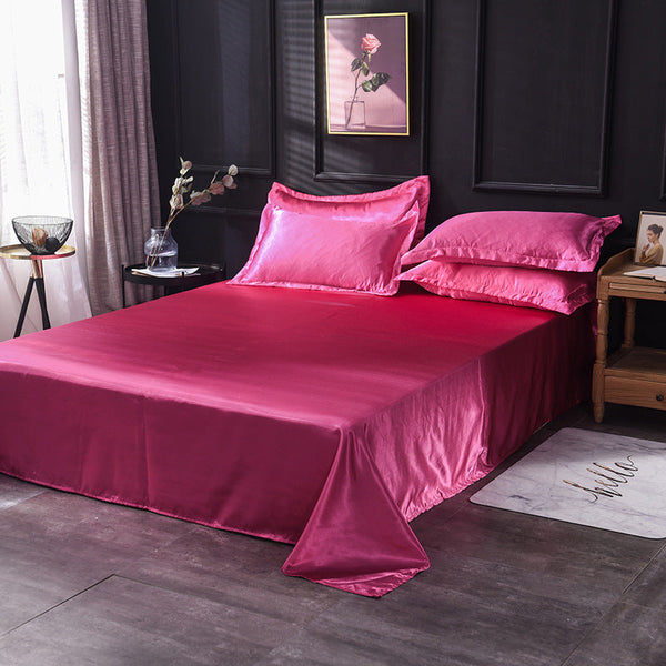 Satin Fitted Sheet and Pillowcases - Various Colours