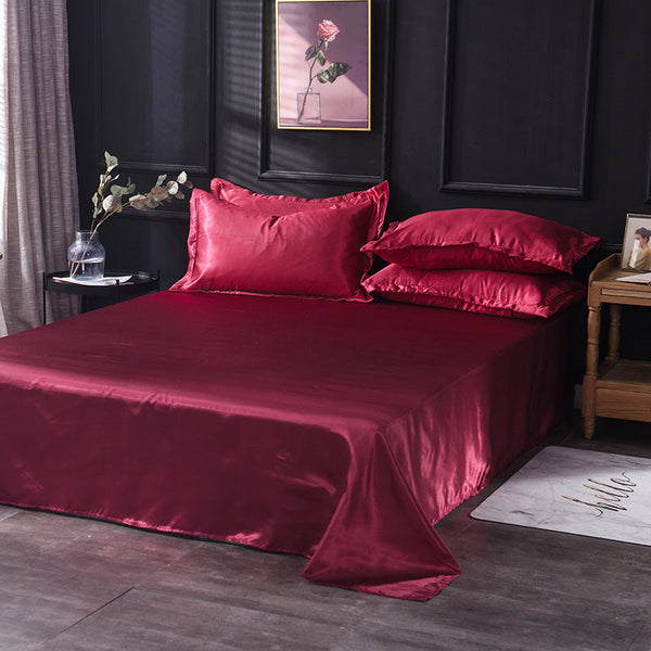 Satin Fitted Sheet and Pillowcases - Various Colours