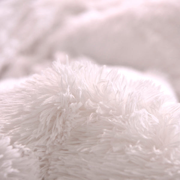 Therapeutic Fluffy Faux Mink & Velvet Fleece Quilt Cover Set - Pure White