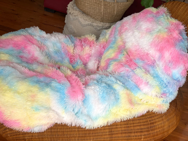 Therapeutic Vivid Rainbow Fluffy Blanket