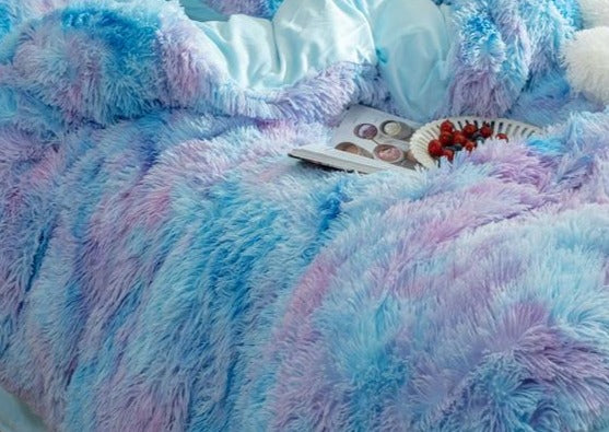 Therapeutic Blue Rainbow Fluffy Blanket