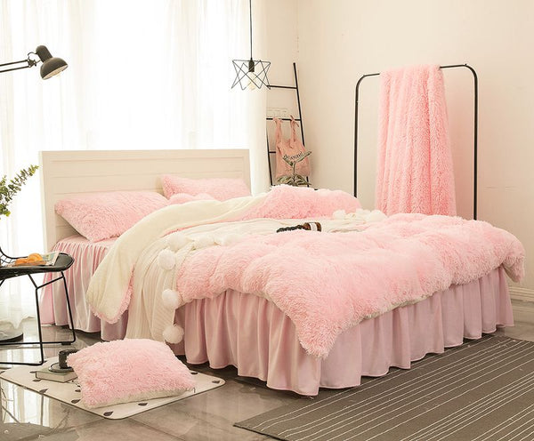 Therapeutic Fluffy Lambswool Quilt Cover set - Soft Pink