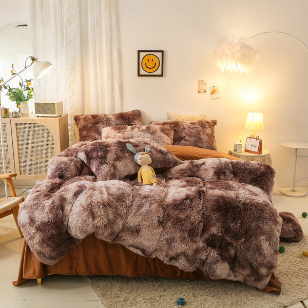 Therapeutic Fluffy Quilt Comforter Set - Marble & Animal Print Colours