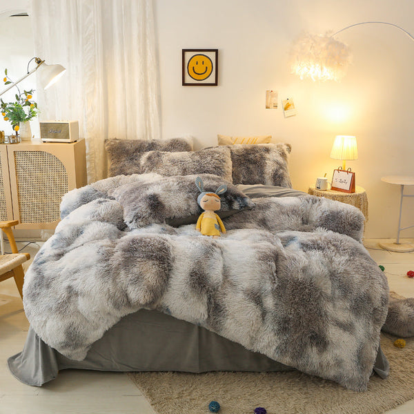 Therapeutic Fluffy Quilt Comforter Set - Marble & Animal Print Colours