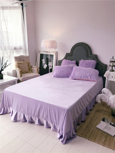 Therapeutic Fluffy Lambswool Quilt Cover Set - Light Purple