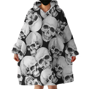 Therapeutic Blanket Hoodie - Black and White Skulls (Made to Order)
