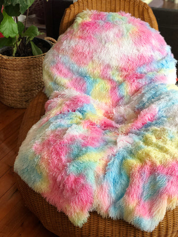 Therapeutic Vivid Rainbow Fluffy Blanket