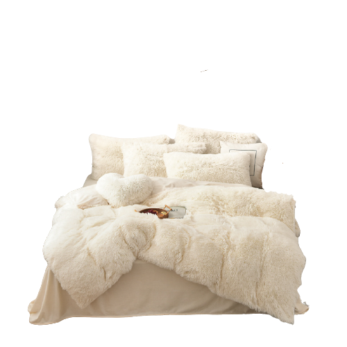 Therapeutic Fluffy Faux Mink & Velvet Fleece Quilt Cover Set - Cream