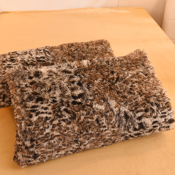 Therapeutic Fluffy Faux Mink & Velvet Fleece Quilt Cover Set - Leopard