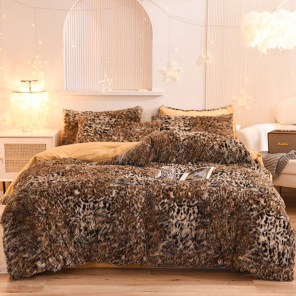 Therapeutic Fluffy Quilt Comforter Set - Marble & Animal Print Colours