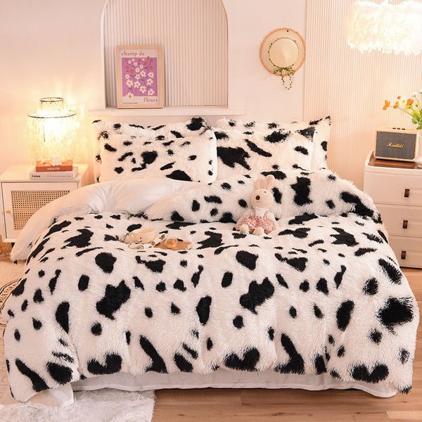 Therapeutic Fluffy Quilt Comforter Set - Marble & Animal Print Colours