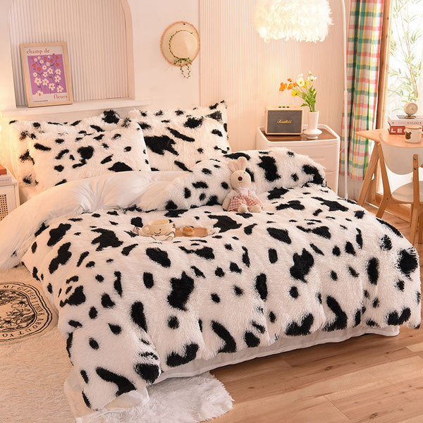 Therapeutic Fluffy Quilt Comforter Set - Marble & Animal Print Colours