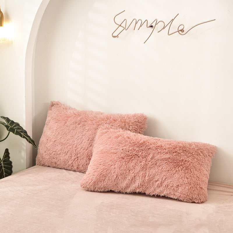 Rose gold cheap fur pillow
