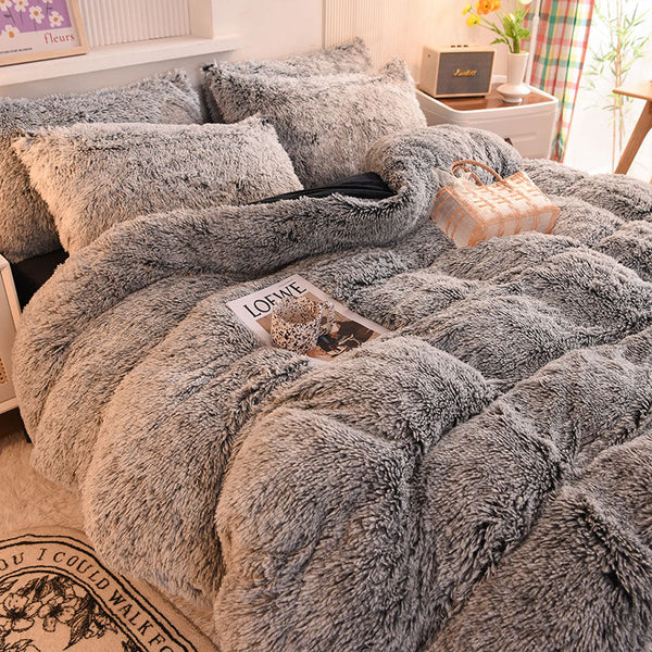 Therapeutic Fluffy Quilt Comforter Set - Marble & Animal Print Colours