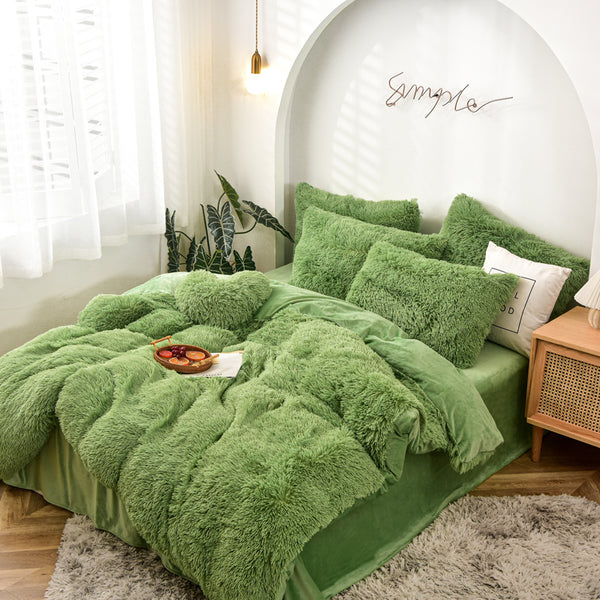 Therapeutic Fluffy Velvet Fleece Quilt Cover and Pillowcases - Avocado