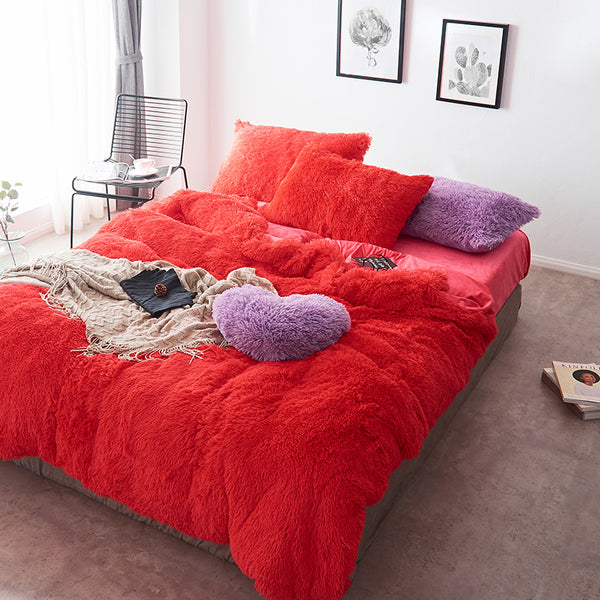 Therapeutic Fluffy Velvet Fleece Quilt Cover Set - Watermelon