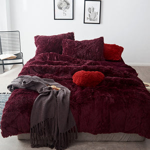 Therapeutic Fluffy Velvet Fleece Quilt Cover Set - Deep Purple