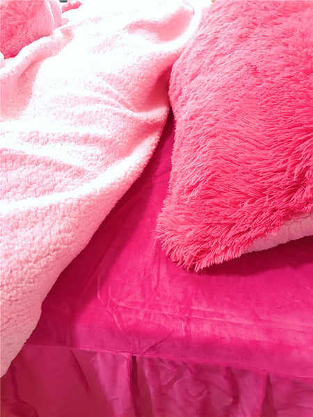 Therapeutic Fluffy Lambswool Quilt Cover Only or with Pillowcases - Hot Pink