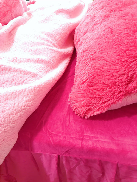 Therapeutic Fluffy Lambswool Quilt Cover Set - Hot Pink