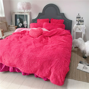 Therapeutic Fluffy Lambswool Quilt Cover Only or with Pillowcases - Hot Pink